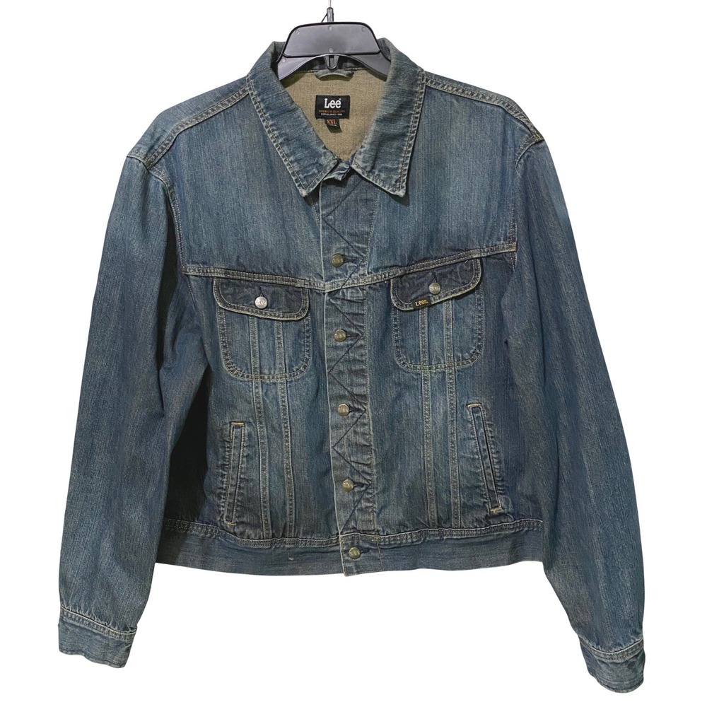 Lee Mens XXL Blue Denim Trucker Jean Jacket Cotton Americana Western Workwear